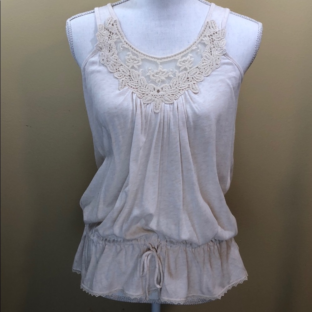 Express tank blouse with crochet and lace